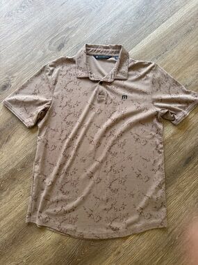 Travis Mathew Tan Marbled Performance Polo